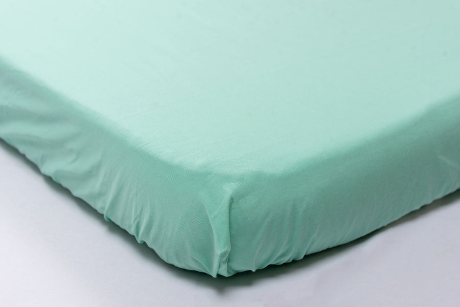 Green Solid & Green Peaches - Fitted Crib/ Cot Sheet Combo