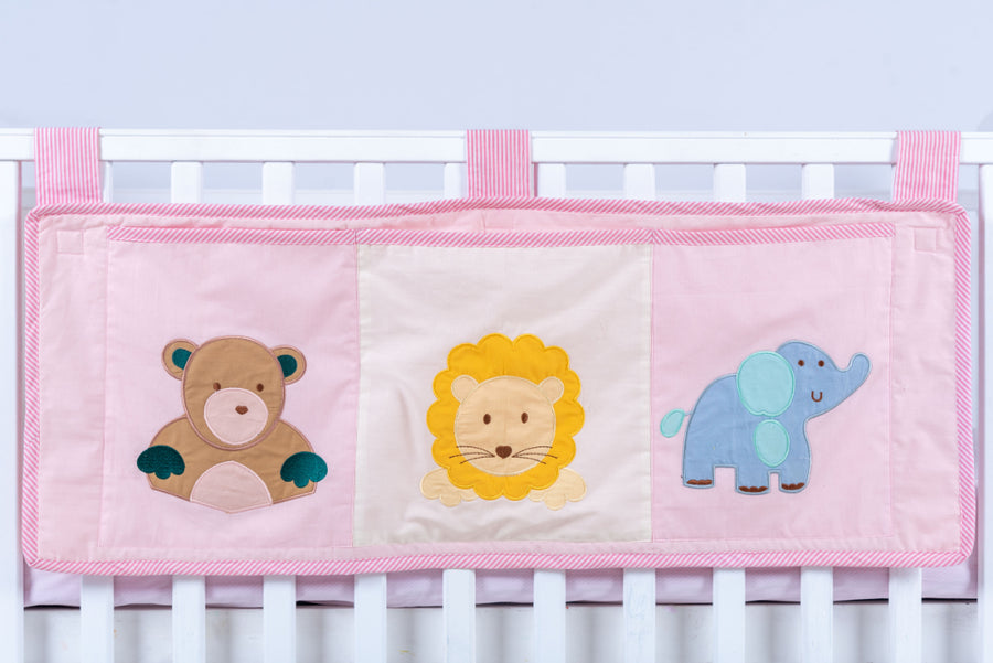 Pink Jungle Friends - 3 Pocket Cot Organizer