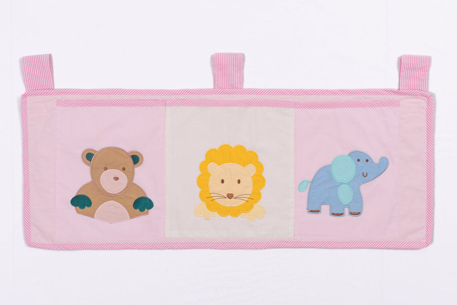 Pink Jungle Friends - 3 Pocket Cot Organizer