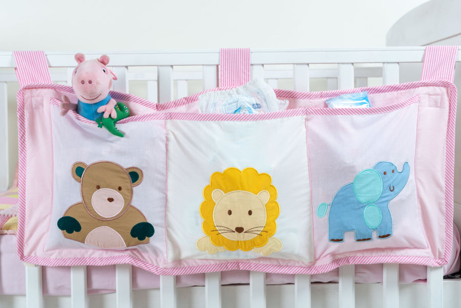 Pink Jungle Friends - 3 Pocket Cot Organizer