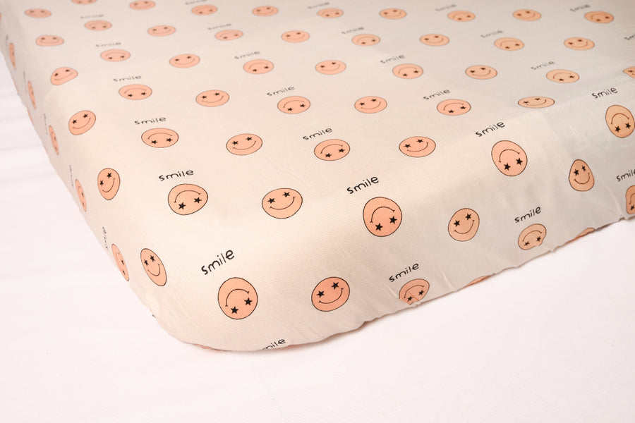 Peach Emoji- Fitted Crib/ Cot Sheet