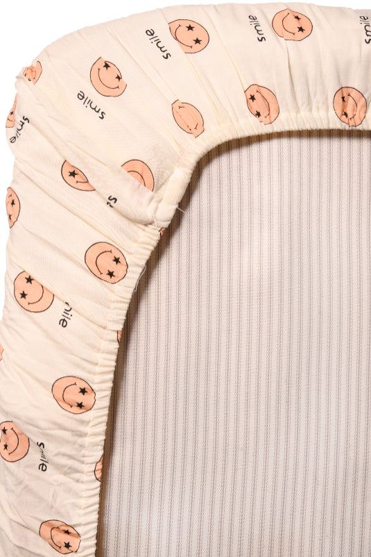 Peach Emoji- Fitted Crib/ Cot Sheet