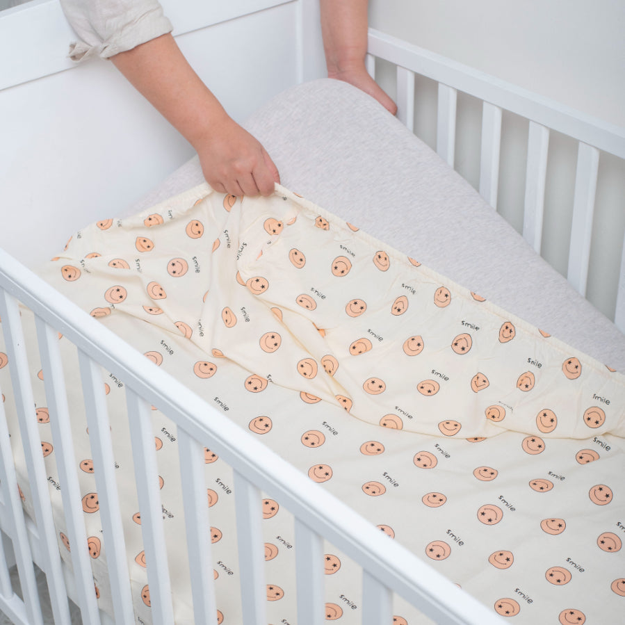 Peach Emoji- Fitted Crib/ Cot Sheet