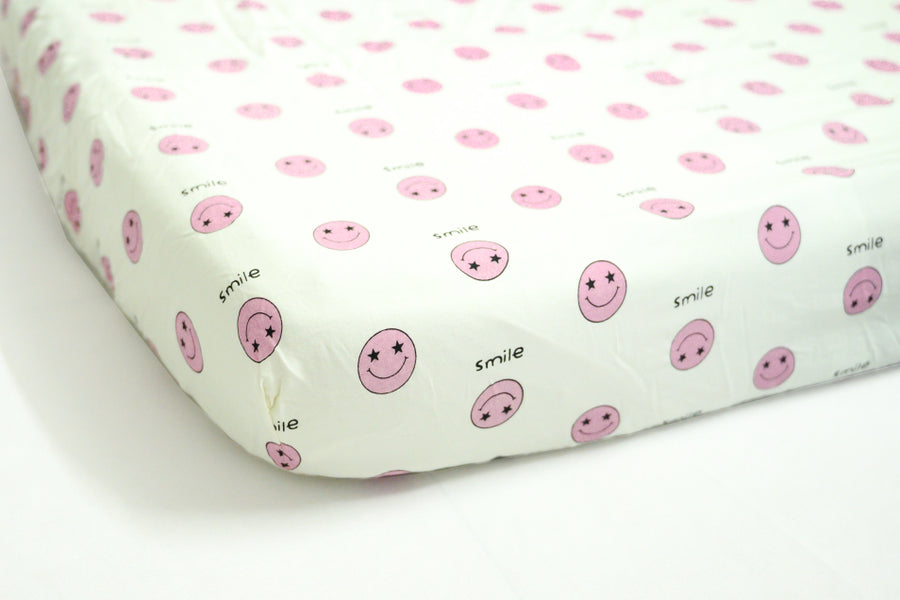 Pink Emoji - Fitted Crib/Cot Sheet