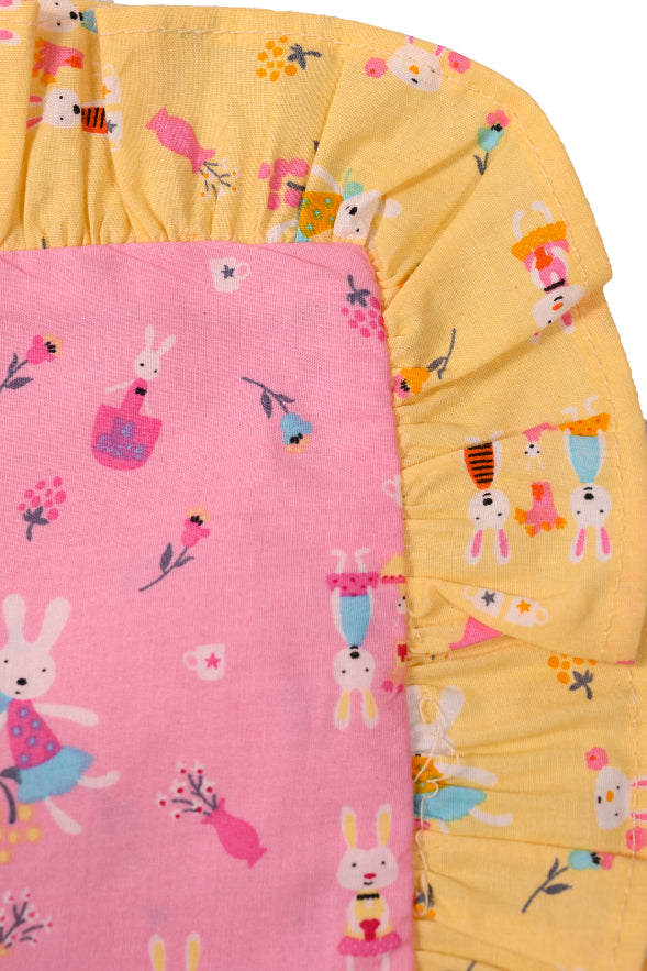 Pink Rabbit - Cot Sheet with Pillow Cover