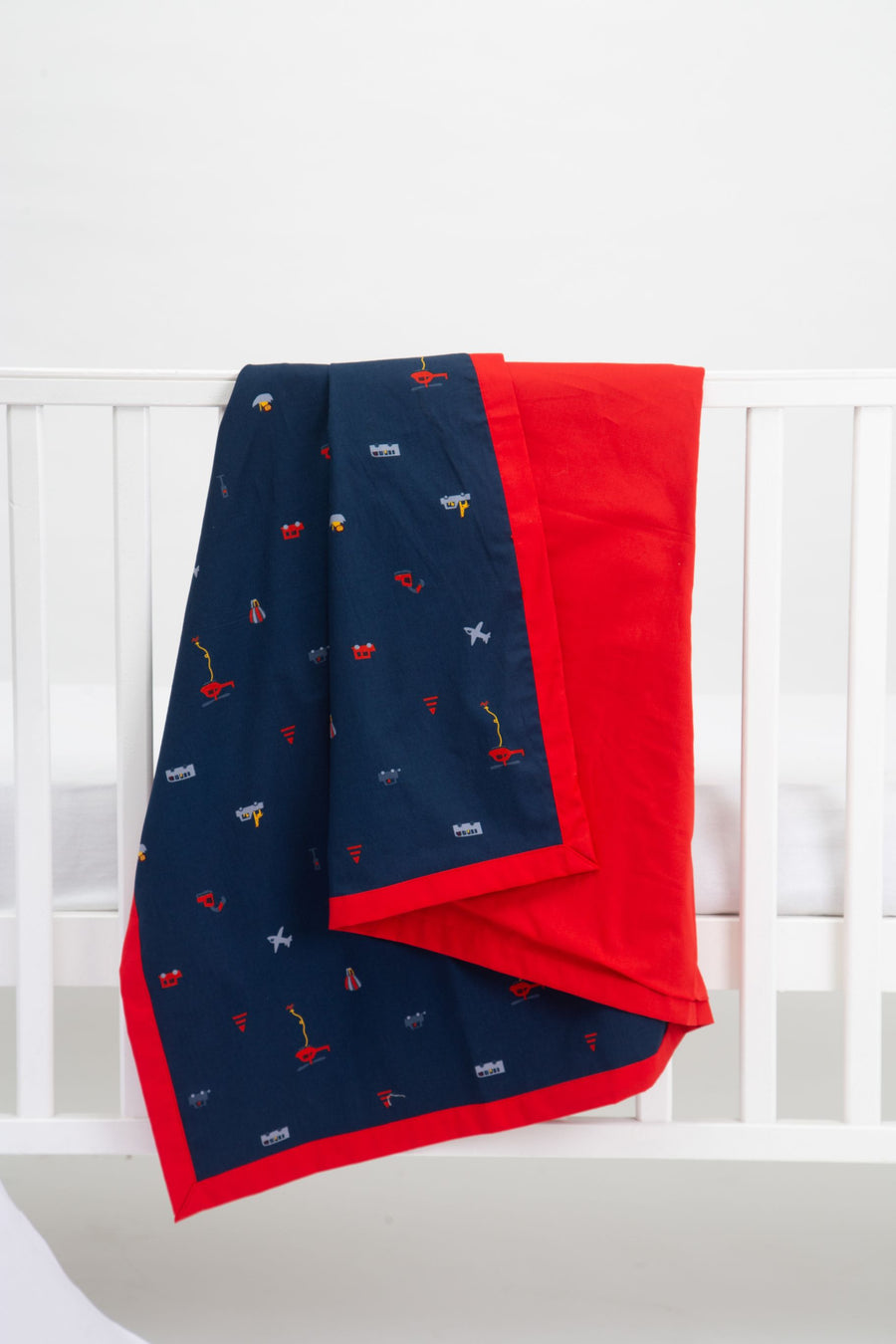 Transport Print Toddler Dohar - Navy Blue & Red